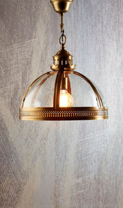 Winston Small Glass Dome Pendant Brass