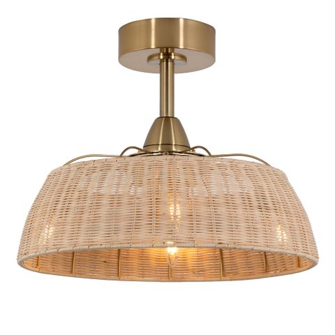 Harlow DC Fandelier Gold/Rattan Shade 4x E14 Light