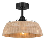 Harlow DC Fandelier Black/Rattan Shade 4x E14 Light