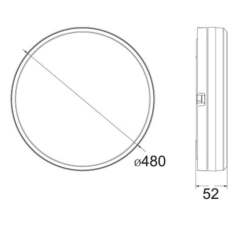 Hector-480 60W IP65 LED Ceiling Light - Black