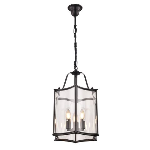 Brentwood Black Pendant - Medium 3 Light E14