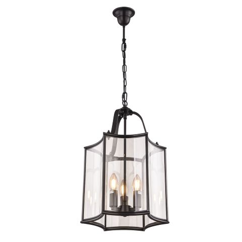 Brentwood Black Pendant - Medium 3 Light E14
