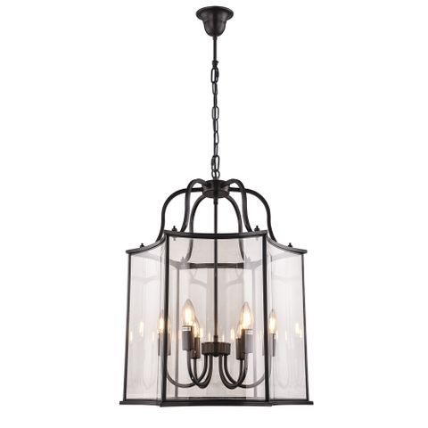 Brentwood Black Pendant - Large 6 Light E14