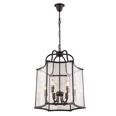 Brentwood Black Pendant - Large 6 Light E14