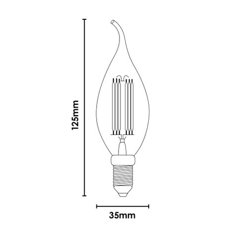 Flame Candle CA35 4w LED Filament - E14 - 2700K
