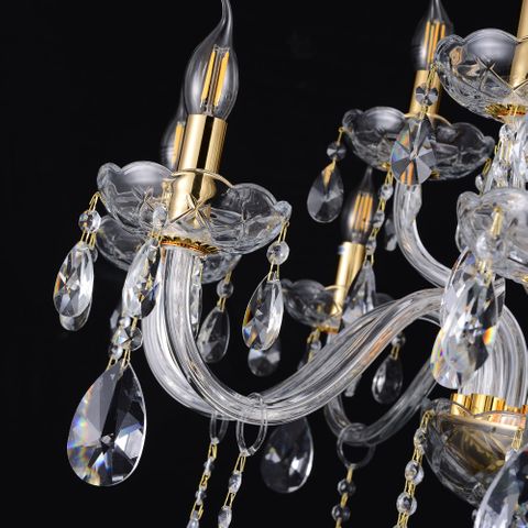Bromley Crystal Chandelier 8+4 Light E14