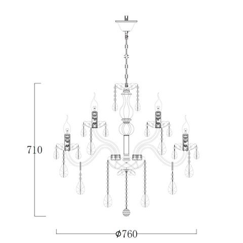 Bromley Crystal Chandelier 8+4 Light E14