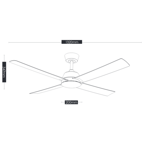 Bronco 52 DC Ceiling Fan - Black with Light
