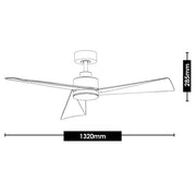 Bronte 52 DC Ceiling Fan White Oak with LED Light