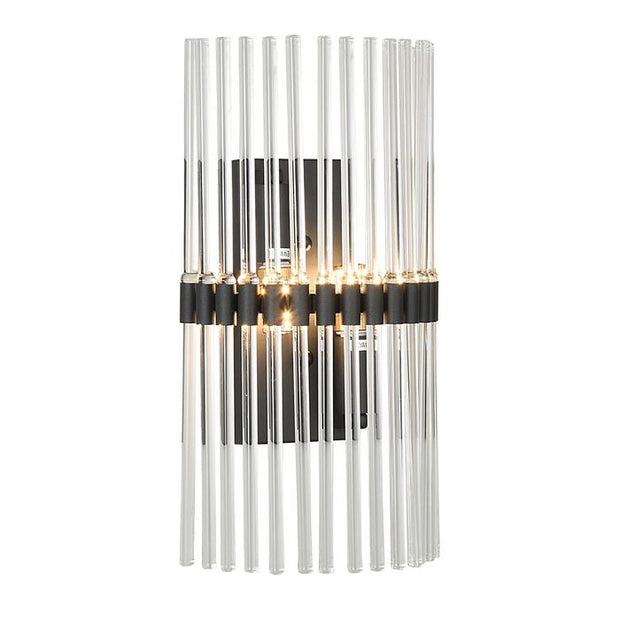 Chloe 2 Light Black Wall Light with Clear Glass