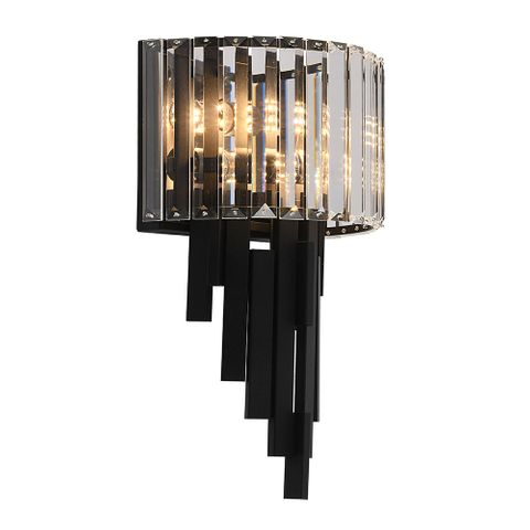 Imperiel 2 Light Black Wall Light with Clear Glass