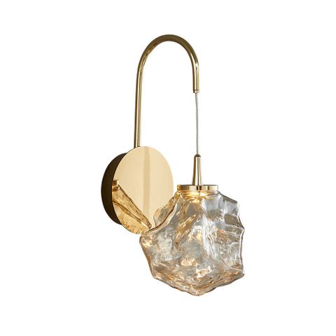 Gem 1 Light 3w Warm White Gold Wall Light with Gold Glass