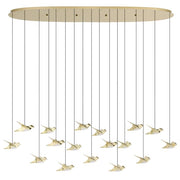 Paratebueno 17x3w LED 3000k Oblong Pendant Brass