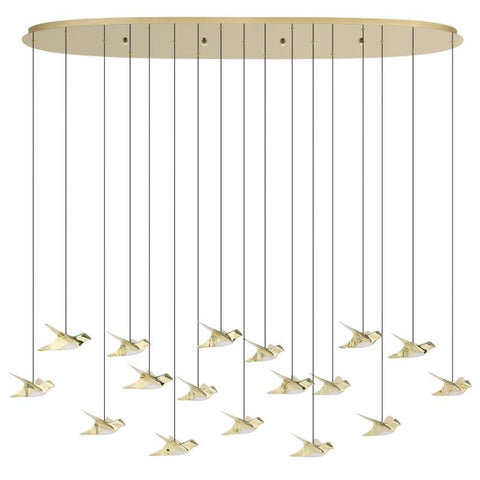 Paratebueno 17x3w LED 3000k Oblong Pendant Brass