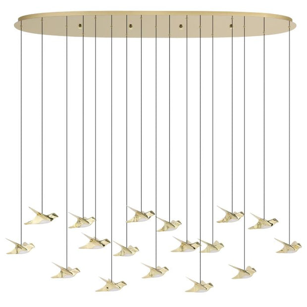 Paratebueno 17x3w LED 3000k Oblong Pendant Brass