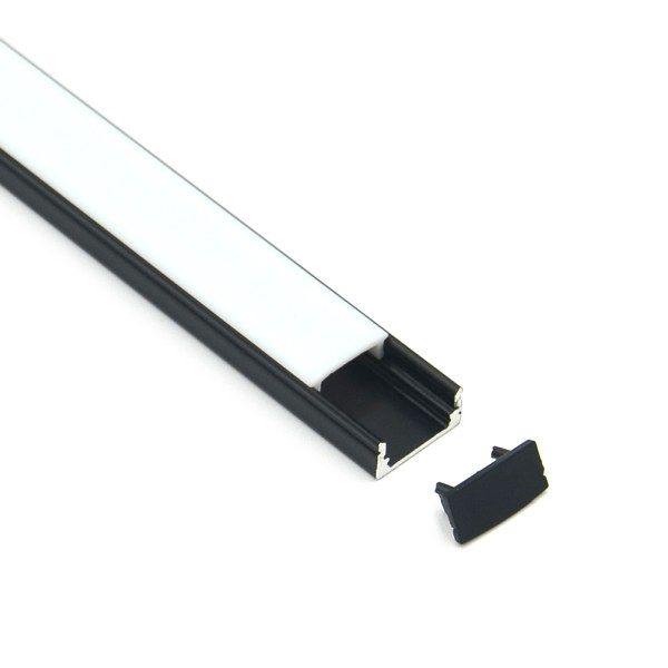 Aluminium Extrusion 3m Surface Mount Profile Black