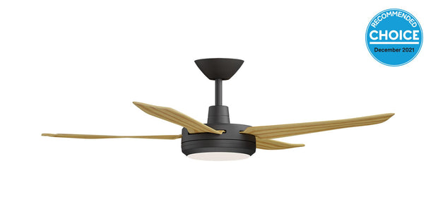Enviro DC 52 Ceiling Fan Black and Bamboo with LED Light