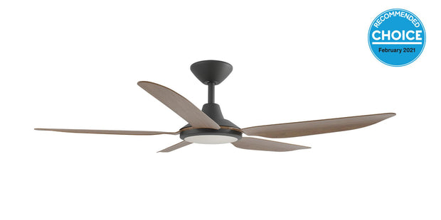 Storm DC 52 Ceiling Fan Black and Koa with LED Light