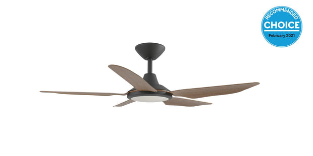 Storm DC 42 Ceiling Fan Black and Koa with LED Light
