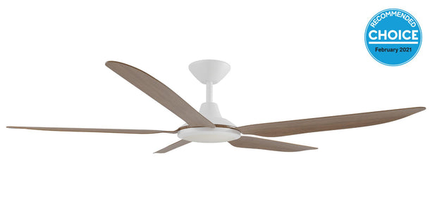 Storm DC 56 Ceiling Fan White and Koa with LED Light