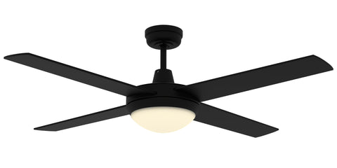 Ascot AC 52 Ceiling Fan Black with 2xE27 Light