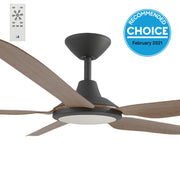 Storm DC 56 Ceiling Fan Black and Koa with LED Light