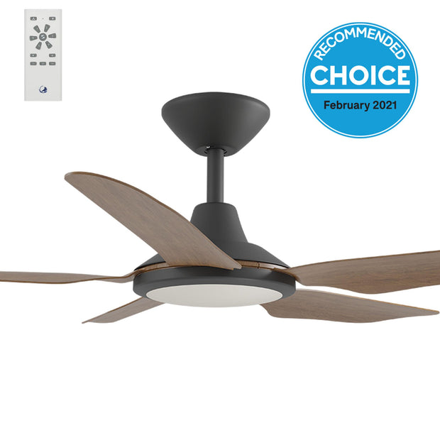 Storm DC 42 Ceiling Fan Black and Koa with LED Light