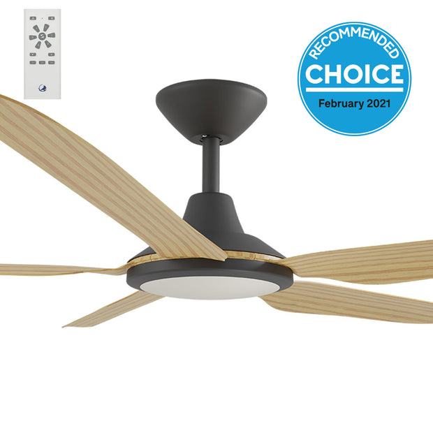 Storm DC 56 Ceiling Fan Black and Bamboo with LED Light