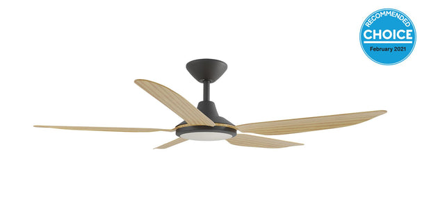 Storm DC 48 Ceiling Fan Black and Bamboo with LED Light