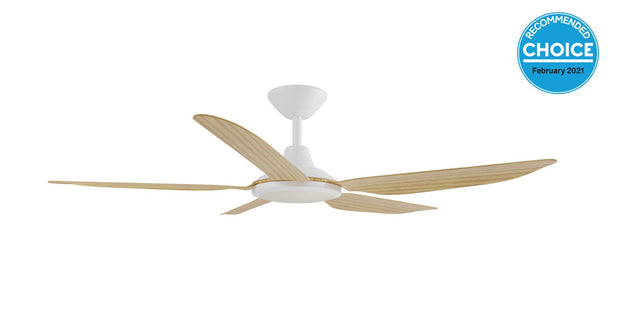 Storm DC 52 Ceiling Fan White and Bamboo with LED Light