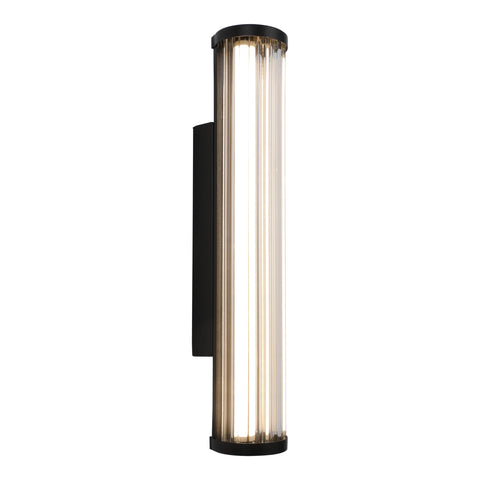 Junco 16w LED CCT Black Ribbed Glass IP65 420mm Wall Light