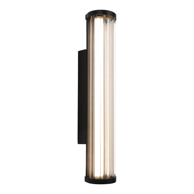 Junco 16w LED CCT Black Ribbed Glass IP65 420mm Wall Light