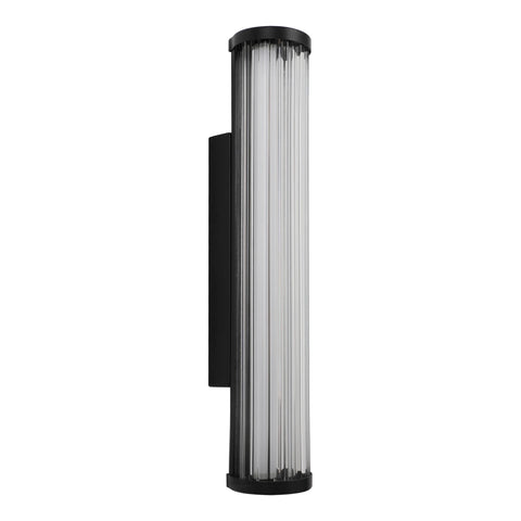 Junco 16w LED CCT Black Ribbed Glass IP65 420mm Wall Light