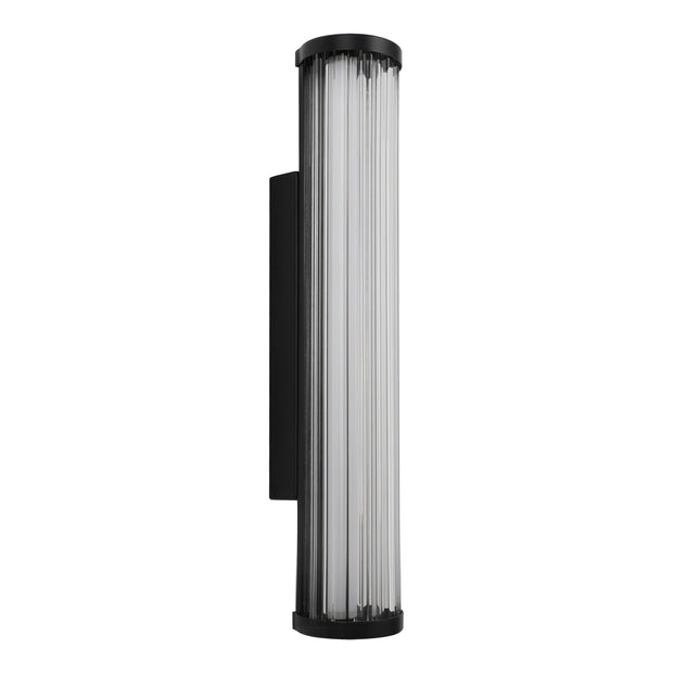 Junco 16w LED CCT Black Ribbed Glass IP65 420mm Wall Light