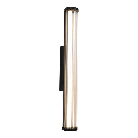Junco 18w LED CCT Black Ribbed Glass IP65 620mm Wall Light