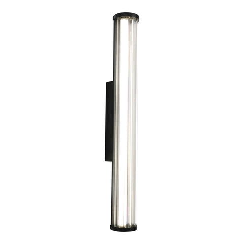 Junco 18w LED CCT Black Ribbed Glass IP65 620mm Wall Light