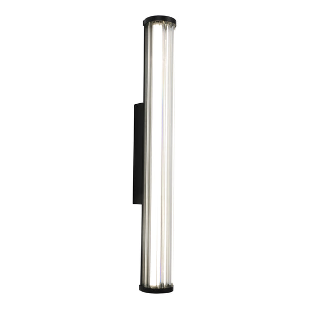 Junco 18w LED CCT Black Ribbed Glass IP65 620mm Wall Light