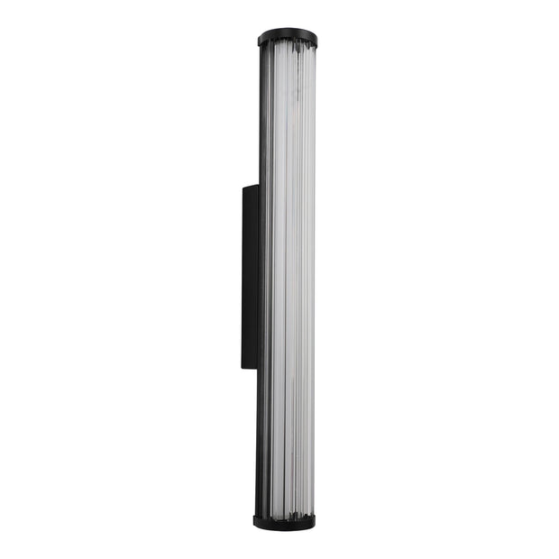 Junco 18w LED CCT Black Ribbed Glass IP65 620mm Wall Light