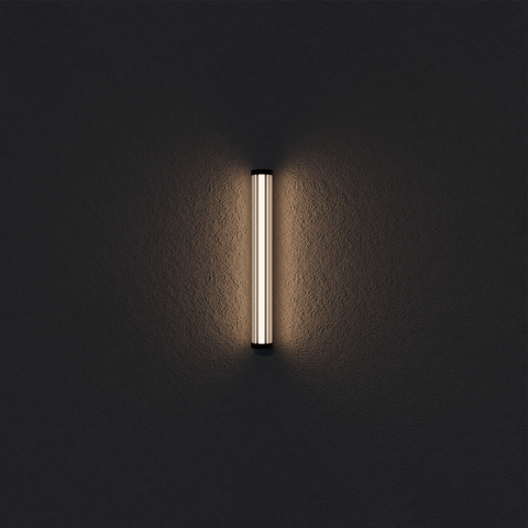 Junco 18w LED CCT Black Ribbed Glass IP65 620mm Wall Light