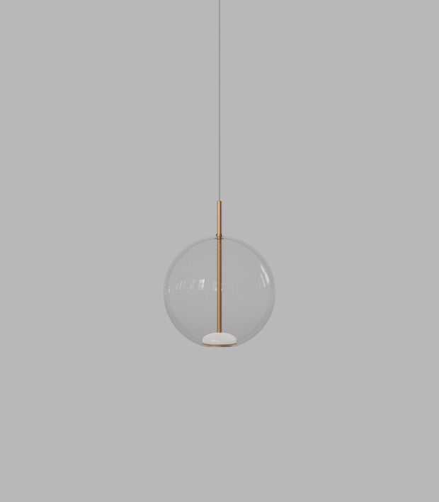 ORB Air 180 Aged Brass with Clear Glass Pendant