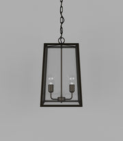 Dover Medium 2 Light Lantern Old Bronze with Clear Tempered Glass Pendant