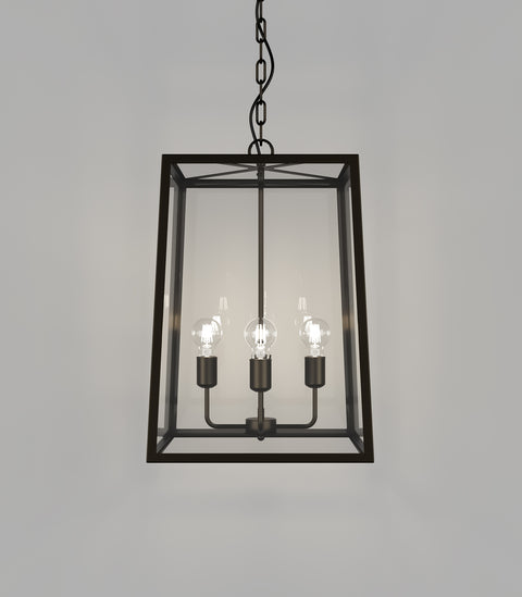 Dover Large 4 Light Lantern Old Bronze with Clear Tempered Glass Pendant