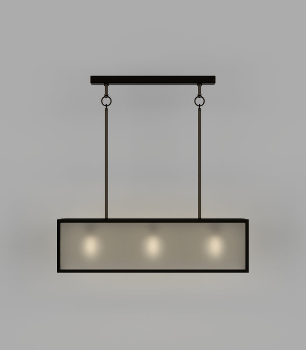 Dover Linear 3 Light Lantern Old Bronze with Frosted Tempered Glass Pendant