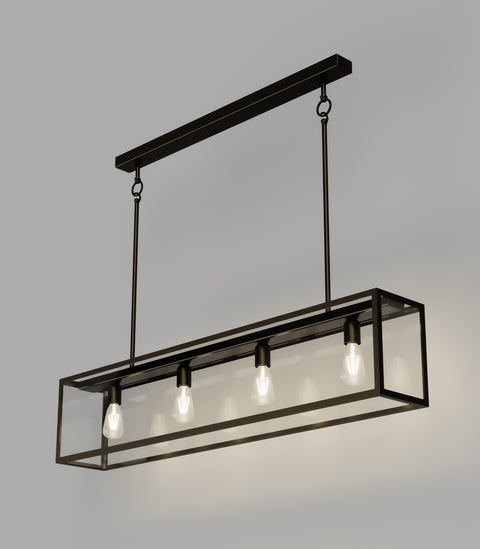 Dover Linear 4 Light Lantern Old Bronze with Clear Tempered Glass Pendant