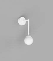Orb Mirror Small White Long Arm Wall Light with Acid Washed White Glass Shade