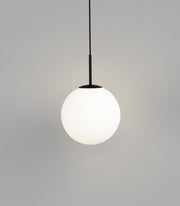 Orb Max Large Pendant Black with Acid Washed White Glass