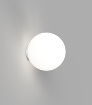 Orb Mirror Medium Chrome Wall Light with Acid Washed White Glass Shade