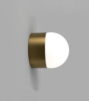 Orb Sur Wall Light Old Brass with Medium Acid Washed White Glass Ball Shade