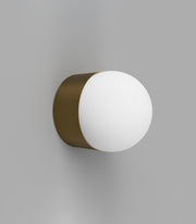 Orb Sur Wall Light Old Brass with Medium Acid Washed White Glass Ball Shade