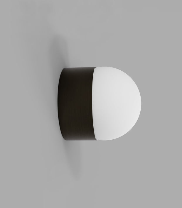 Orb Sur Wall Light Iron with Medium Acid Washed White Glass Ball Shade